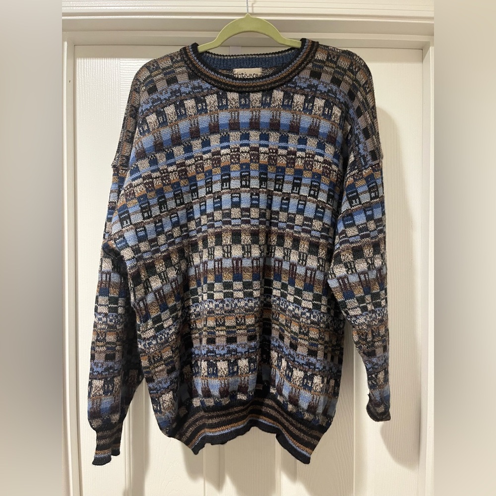 Inti Wara Alpaca Sweater XL | Geometric Knit | Made in Bolivia Men’s XL